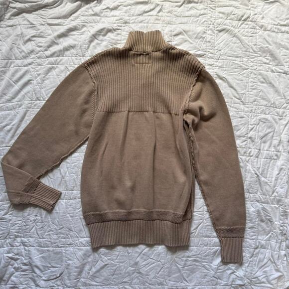 BKE ribbed mock neck sweater sz L quarter button preppy fisherman academia - Picture 6 of 8